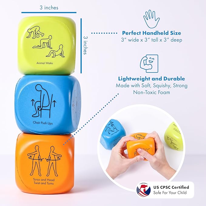 Harkla Sensory Activity Dice – Fun and Effective Brain Breaks for Kids and Adults | Helps with Focus, Calm and Energy | Self Regulation for Kids | Occupational Therapist Approved