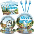 96Pcs Gone Fishing Party Plates Napkins Ofishally Birthday Supplies Fishing Birthday Paper Dessert Cake Plates Tropical Fish Tableware Sets for Kids Boys 24 Guests Birthday Party Decorations