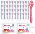 72 Pack 5-in-1 Disposable Toothbrushes with Toothpaste, Floss, Pick & Tongue Scraper, Portable Mini Toothbrush Travel Set for Kids Adults, Individually Wrapped, Work Camping, Mixed Flavor