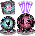 96Pcs Gymnastics Birthday Party Supplies Gymnastics Party Plates Disposable Paper Gymnastic Tableware Set for Girls Birthday Baby Shower Decorations, Serves 24
