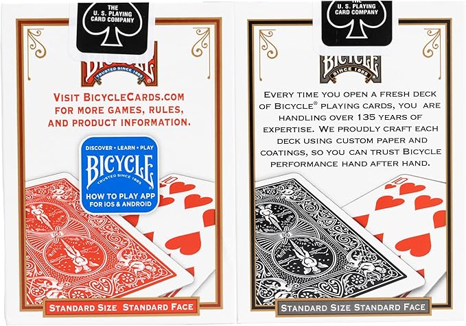 Bicycle Rider Back Playing Cards, Standard Index, Red & Black Decks of Cards, Premium Poker Cards for Blackjack, Casino Games & Family Game Night, 2 Count (Pack of 1)