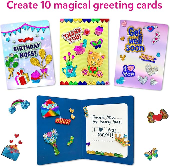 Skillmatics Foil Fun - Card Making Set, DIY Foil Art Craft Kit, Mother’s Day Gift, Mess-Free Creative Play, No Mess Art & Craft Supplies for Girls and Boys Ages 4, 5, 6, 7, 8, 9