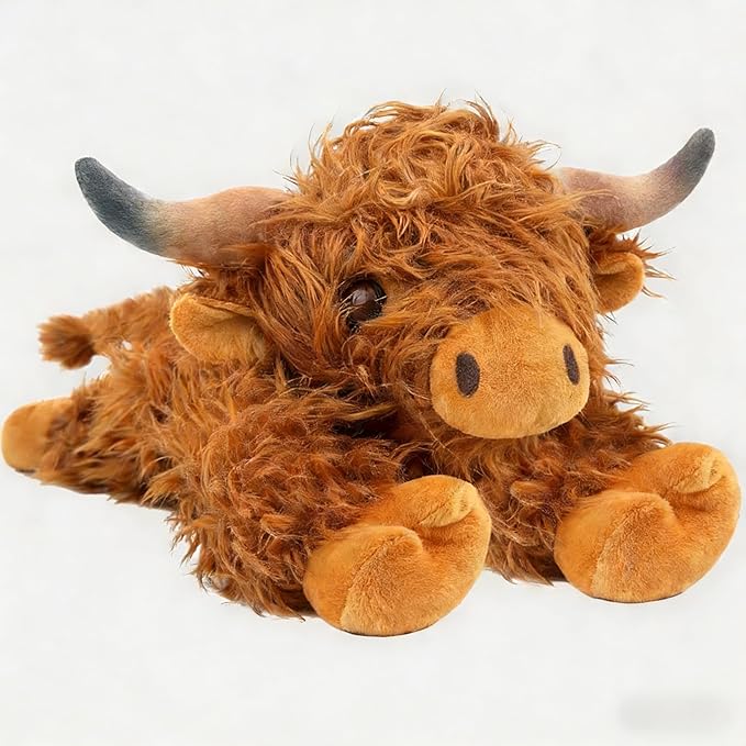 JOD® 4lbs Highland Cow Weighted Stuffed Animals, 22inch Giant Highland Cow Gift Plushie Toy, Cute Stuffed Animal Highland Cattle Plush Pillow Women Adults Kid Bedtime Highland Cattle(Big Nose)
