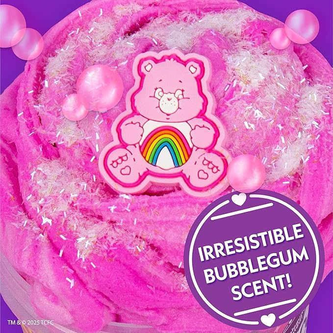 Care Bears Cheer Bear SLIMYGLOOP, Pink Bubblegum-Scented Cloud Slime, Collectible Charm Included, Care Bear Party Favors, Fun Goody Bags Stuffers, Cute Things for Girls