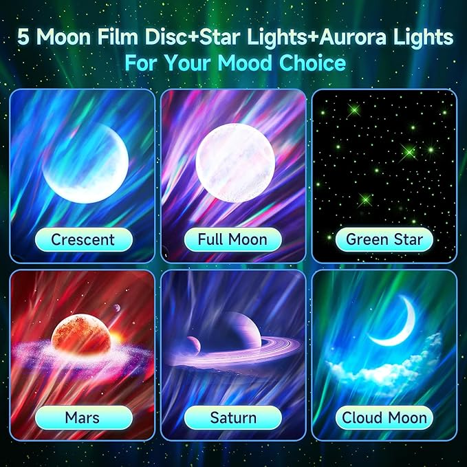 Northern Lights Projector Mothers Day Gifts Birthday Gifts for Him Boys Galaxy Projector for Bedroom, 300+Colors Modes Aurora Light,15White Noise Sound Machine &Bluetooth Star Projector Galaxy Lights