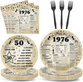 96Pcs 50th Birthday Party Plates and Napkins 50th Birthday Party Decorations Back in 1976 Dessert Plates Vintage 50 Years Old Themed Tableware Set Vintage 1976 Disposable Plates for Men Women Serve 24