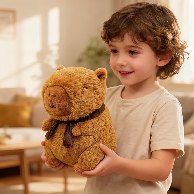 Cute Capybara Plush Toy – 8.6" Soft Stuffed Animal with Detachable Scarf, Fluffy Kawaii Plushie for Kids & Adults, Stress Relief Pillow, Ideal Gift for Birthday, Christmas & Valentine’s Day