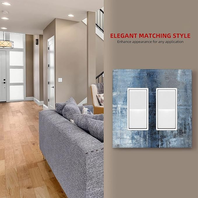Outlet Covers Navy Blue Gray Abstract Ink Painting 1 Gang Duplex Light Switch Cover Plate Decorative Wall Plates Electrical Switchplate Receptacle for Bathroom Bedroom Decor（2 Pack）