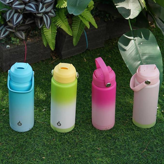 BJPKPK Water Bottle with Straw Lid, 24oz Vacuum Insulated Water Bottles, Metal Stainless Steel Thermo for Sports, Travel, BPA Free Leak Proof Thermo, Cups, Flasks, Tumblers,Cherry