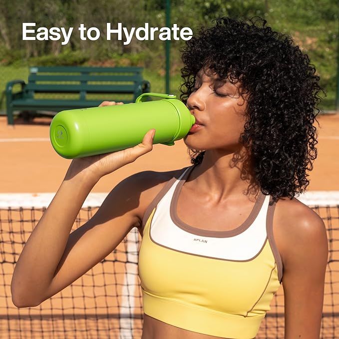 ENCOOL Insulated Water Bottle with Straw Stainless Steel Water Bottle, Leak-Proof, BPA-Free, Double Wall Vacuum Keeps Cold for 24 Hours for Sports, Travel, School (26 oz, Sharp Green)