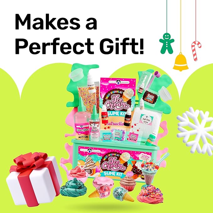 Original Stationery Sweet Sprinkles Ice Cream Slime Kit for Girls Ages 7-12, DIY Slime Set to Create Sundaes, Donuts & Cupcake Slimes, Fun Creative Craft Toy, Birthday Gift for Kids