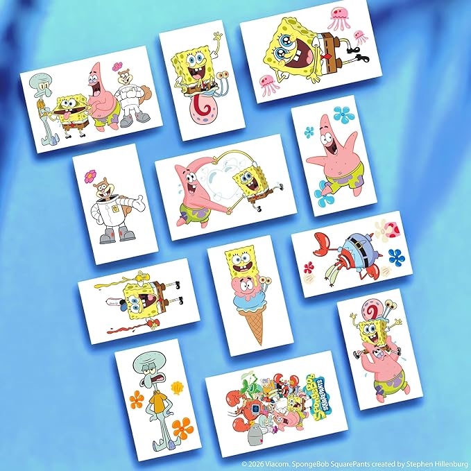 SLIMYGLOOP Tattoozee, Spongebob Squarepants Tattoo Transfer Slime Kit, Sensory Play for Kids Ages 6+, Pineapple Scented, Cloud Texture