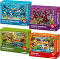 QUOKKA 100 Piece Puzzles for Kids Ages 4-6 - 4 Jigsaw Puzzles for Kids Ages 6-8 - Search and Find Game with Animals, Dinosaurs for Childrens 5-8 - Learning Educational Toys for Boys and Girls 8-11