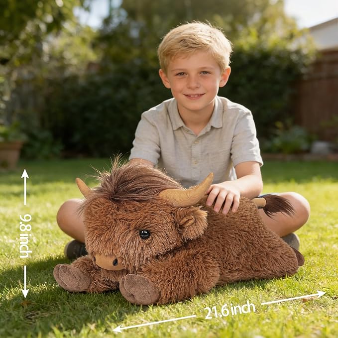 WDXDSOB Weighted Highland Cow Stuffed Animals, 4.2 Lbs Weighted Highland Cow Plush for Kids & Adults, 21.6 Inch Large Cattle Pillow Toy Gift for Christmas Birthday Gift