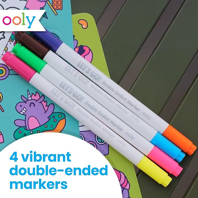Ooly Let's Go Activity & Coloring Book Kit Complete with Markers, Stickers, Puzzles & More - Portable All in One Set - Kitty in the City
