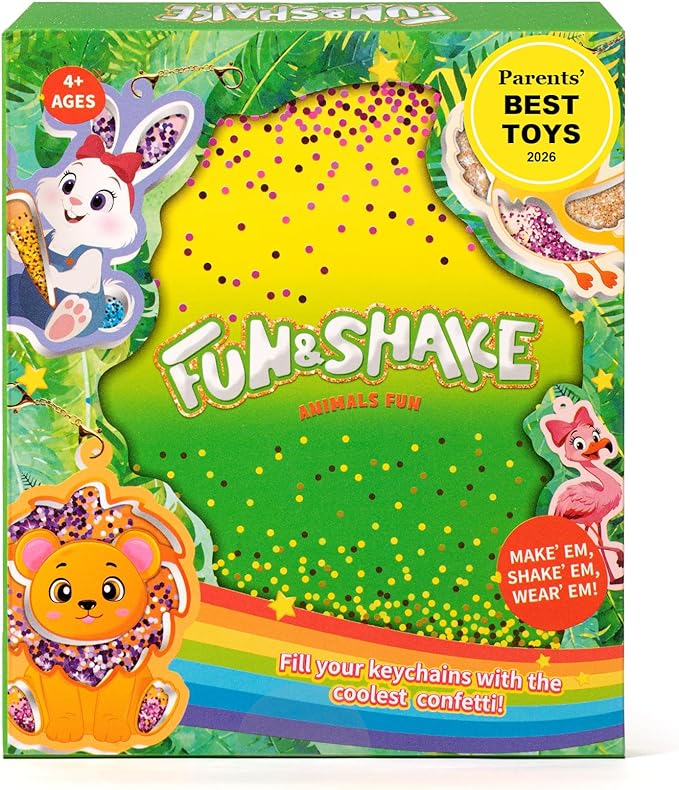 Shake-its Glitter Craft Kits, DIY Art Kit for Kids - Fun Shake Art Supplies, Creative Arts and Crafts Activity Gifts for Girls & Boys Ages 4 5 6 7 8 9 (Animals Friends)