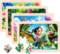 Wooden Puzzles for Kids Ages 3-5, 4 Packs Montessori Toddler Jigsaw Puzzles, Preschool Educational Toys for Children Ages 4-8, Puzzle Boards Toys for 3 4 5 6 7 8 9 Boys Girls (Animal B)