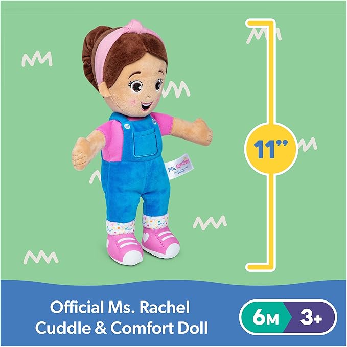 Ms. Rachel Official Cuddle & Comfort Doll, 11” Premium Plush Baby Toy, Toddler Toys for Girls & Boys for Ages 6 Months to 3+