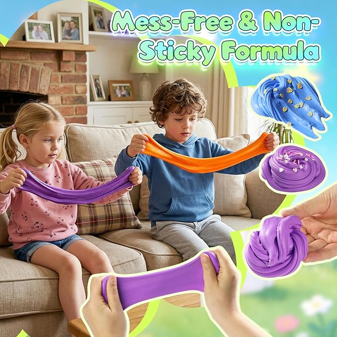 12-Piece Slime Glue Set, DIY Butter Glue, Stress-Relieving Toys, Handmade Toys, Children's Birthday Party Gifts, Slime kit for Boys Girls (Blue)