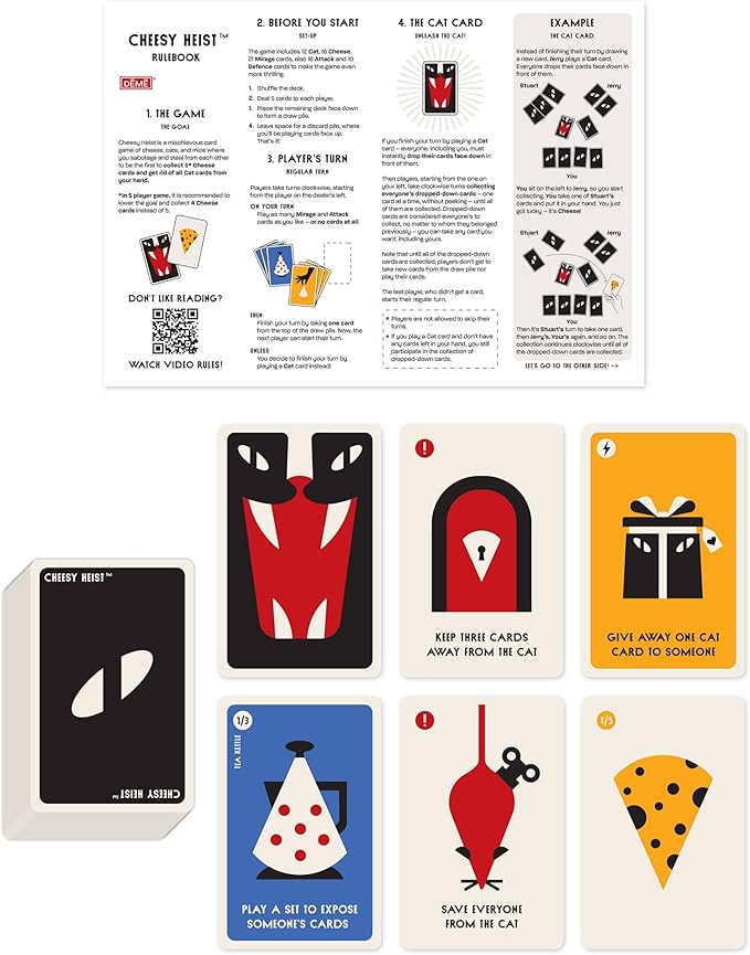 Nutt Heads Cheesy Heist Card Game for Kids! A Mischievous and Sabotage Card Game of Cheese, Cats, and Mice – Family Friendly Party Game Night for Teens & Kids Ages 7+   