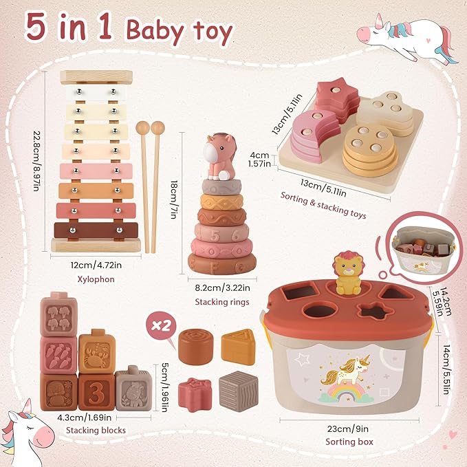 Montessori Toys for 6-12 Months, Baby Toys 6-12-18 Months with Montessori Baby Blocks Toy, Shape Sorting Baby Development Toys for 6+ Month Girls Boys Birthday Chiristmas Gifts