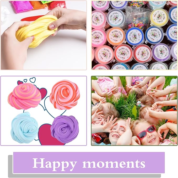 50 Packs Mini Butter Slime, Scented Slime Party Favors, Soft & Non-Sticky, Stress Relief Fidget Toys and Gift for Kids Easter Basket Stuffers Exchange Prizes