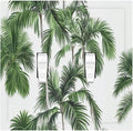 Decorative Switch Plates Palm Trees Tropical Green Plant Palm Leaf 2 Gang Double Toggle Outlet Light Switch Cover Wall Plate Electrical Faceplate For Bed Room Bathroom Decor