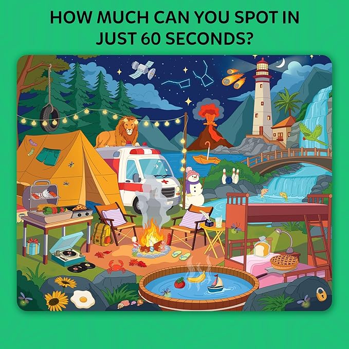 Skillmatics Board & Card Game – Who Saw What? in 60 Seconds, Memory Game for Kids, Teens & Adults, Fast-Paced Family Game Night Fun, Quick-Thinking Party Game, Gift for Ages 7, 8, 9 & Up