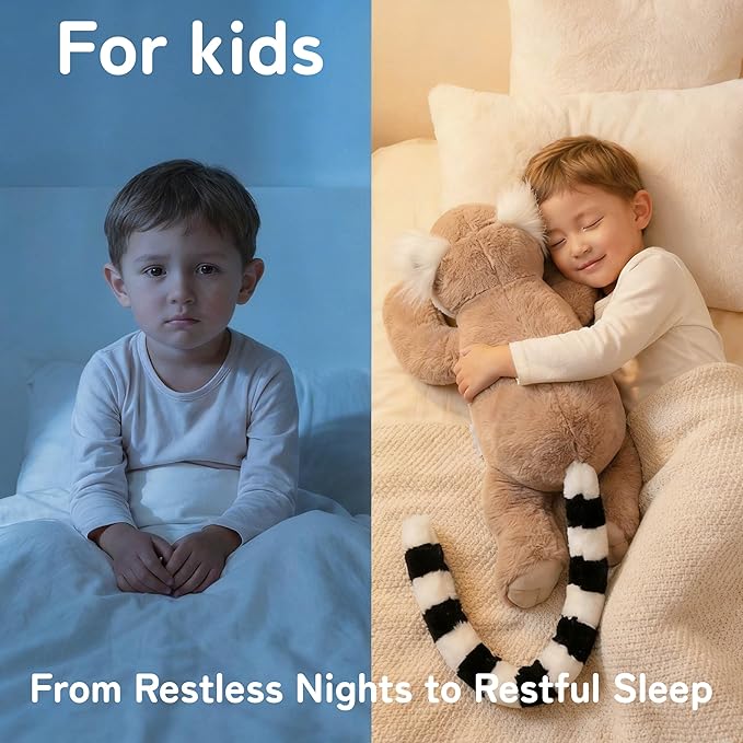 Niuniu Daddy Lemur Weighted Stuffed Animals for Kids & Adults, 20" | 3.3lb Large Weighted Plushies Pillow for Sleeping and Calming, Cute Lying Plush Toy Huggable Gift for Everyday Comfort