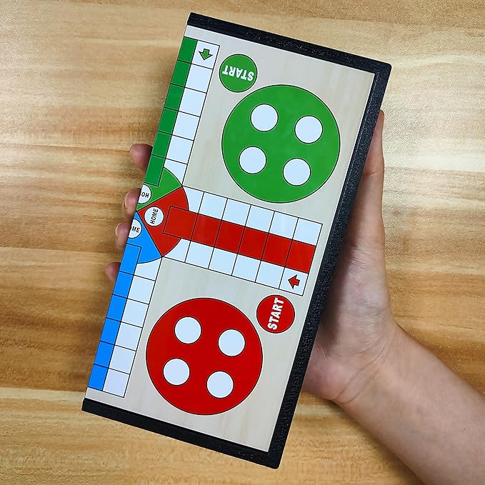 KIDAMI 7.64 Inches Magnetic Ludo & Snakes and Ladders Board Game Set for Kids and Adults