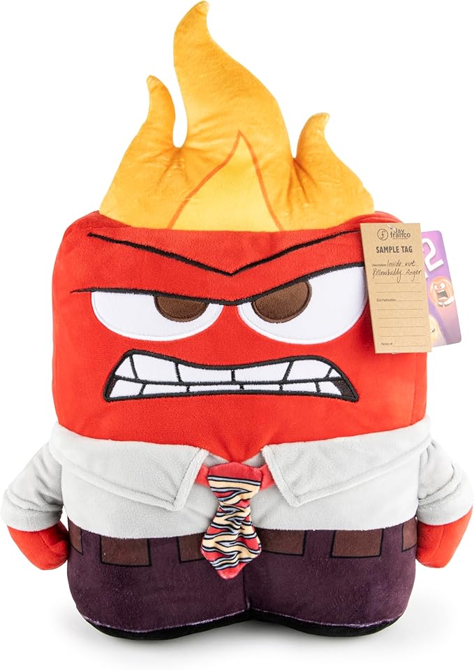 Jay Franco Disney Plush Pillow Buddy - Soft Plushie Stuffed Pillow, 14 Inches, Red - Anger