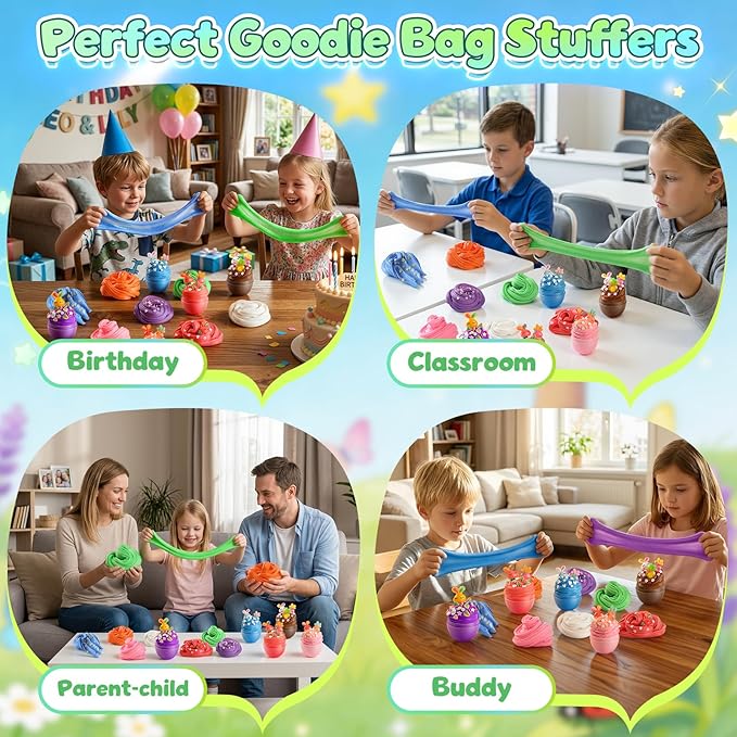 12-Piece Slime Glue Set, DIY Butter Glue, Stress-Relieving Toys, Handmade Toys, Children's Birthday Party Gifts, Slime kit for Boys Girls (Blue)