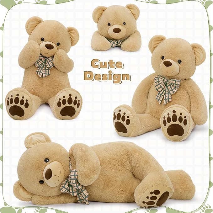 MorisMos 5 FT Big Teddy Bear, 5 Feet Huge Teddy Bears Stuffed Animals for Boyfriend Girlfriend Wife, Cuddly Gift Life Size Bear on Valentines Birthday, 59 Inch, Brown