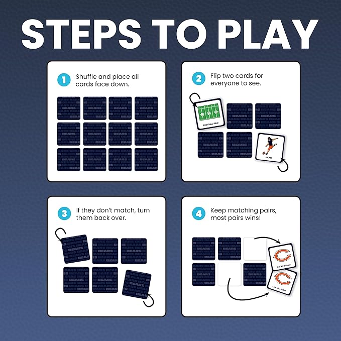 MasterPieces NFL Chicago Bears Matching Game - Fun Family Game for Kids - Officially Licensed NFL Product
