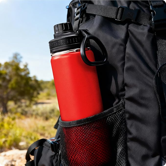 Insulated Water Bottle-22 oz Stainless Steel Vacuum Wide Mouth Sports Water Bottle with Silicone Boot-Reusable Metal Leak Proof Christmas Water Flask for Girls (Canyon Red)