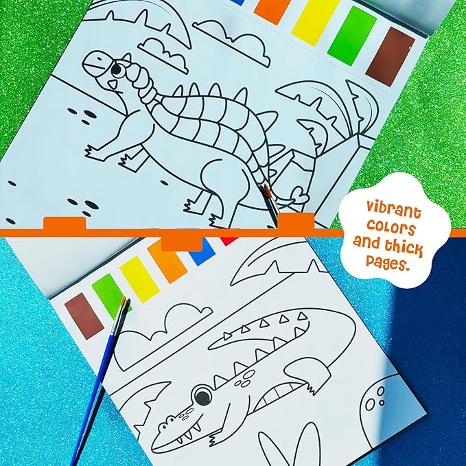 DINO MINI Watercolor Fun Value Pack - 2 Paint with Water Kits for Toddlers - Water Painting for Toddlers - Travel Activities for Kids Ages 4-8 - Screen Free Birthday Gifts (Dinosaurs - Jungle)