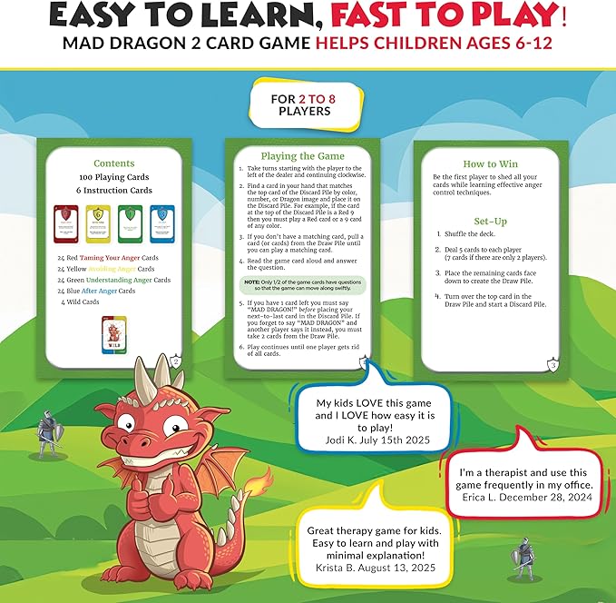 Mad Dragon 2: Anger Control Card Game for Kids — A Fun, Therapist-Friendly Social Emotional Learning Activity That Teaches Emotional Regulation Through Play
