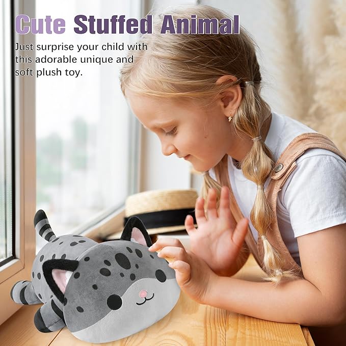 Onsoyours Original Weighted Panther Cat Plush, Cute Hugging Black Leopard Kitty Weighted Stuffed Animal, Soft Collectible Gift for Kids & Adults(9.8", 1.0 Lbs)