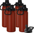 DOMICARE 16 oz Kids Water Bottle for School Stainless Steel Double Wall Vacuum Insulated Water Bottle with Straw lids & Spout Lid, Leakproof BPA Free (Red,4)