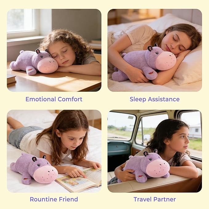 Onsoyours Original Weighted Hippo Stuffed Animals - 13.8"|1.8lbs Comfort Hippopotamus Plush, Soft Cute Hugging Plushies Toys Gifts for Kids & Adults