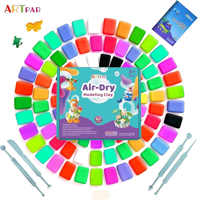 ARTPAR Air Dry Clay 66 Colors, Modeling Clay for Kids, Model Magic DIY Molding Clay Kit with Sculpting Tools, Soft & Ultra Light, Art and Crafts for Boys and Girls 3-12 Years Old.