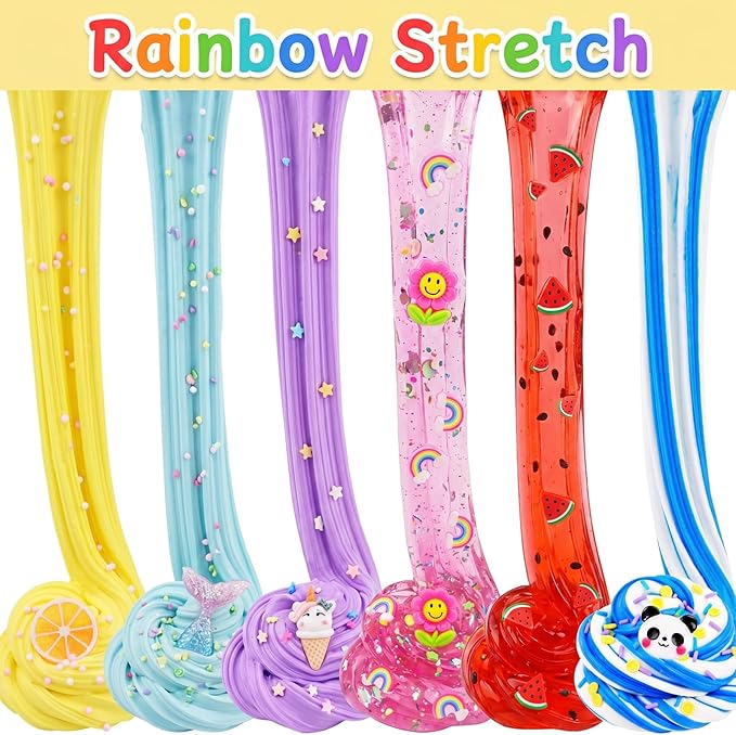 9 Pack Slime Kit - with 3 Jelly Cube Crunchy Slime and 6 Butter Slime, Non-Sticky, Mess-Free, Stress Relief Clear Slime - Toys for Girls and Boys - Party Favor, Stress Relief Toy, Classroom Reward