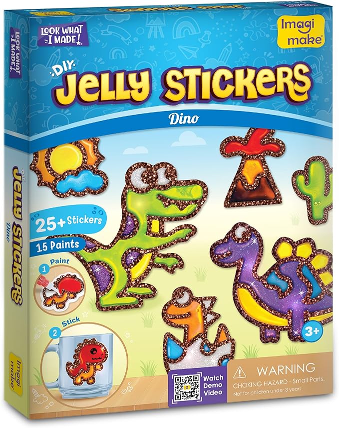 Imagimake DIY Jelly Stickers – Dino | 25+ Sticker Templates, Glass Paint | Arts & Crafts for Kids 4-6| Kids Activities | Toddler Girl Toys | Birthday Gift for Girls & Boys Age 3,4,5,6,7 Years Old