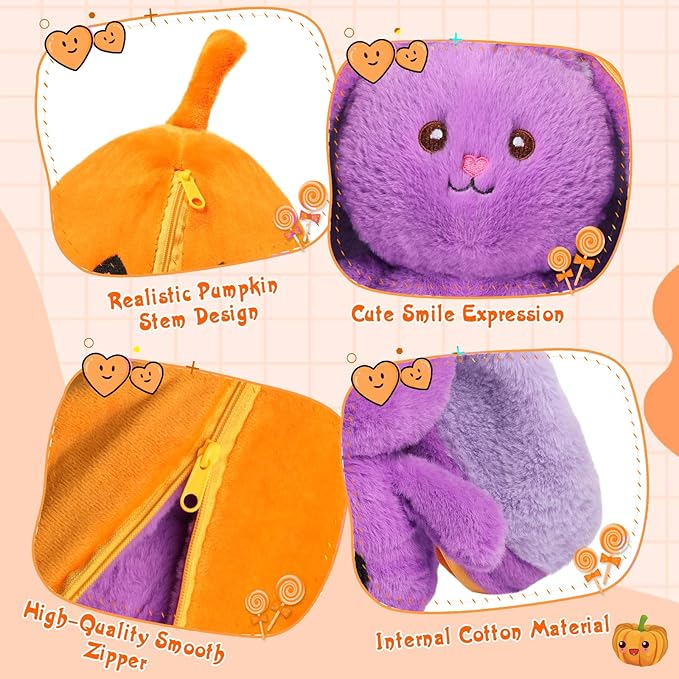 MIAODAM Bunny Stuffed Animal Plush,Reversible Pumpkin Bunny Plushies, Cute Rabbit Plush Toy Gift for Toddler Girls Boys (11inch)