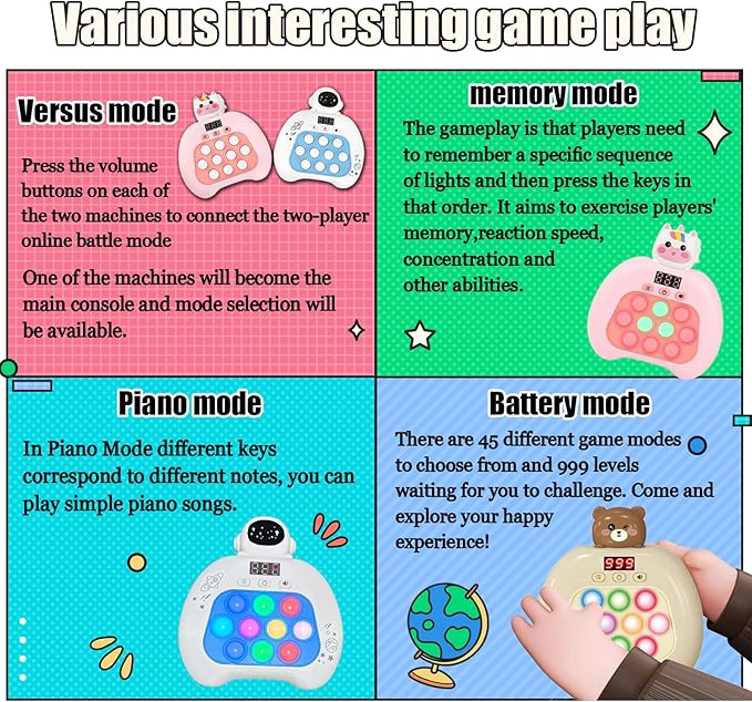 Fidget Toys for Kids, Handheld Puzzle Game with LED Screen & Multiplayer Mode, Sensory Toys for 3-12 Year Old Girls Boys, Fun Battle Gifts for Friends（Christmas）