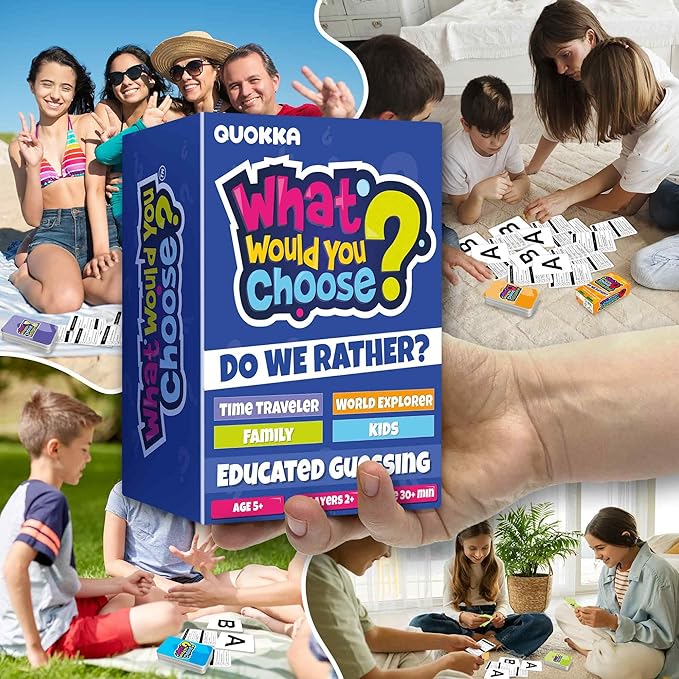 QUOKKA Board Games for Kids 8-12 – 4 Set Family Games for Kids and Adults – What Would You Choose – History, Geography, Kid, Family – Do We Rather – Fun Card Game for Families and Teens