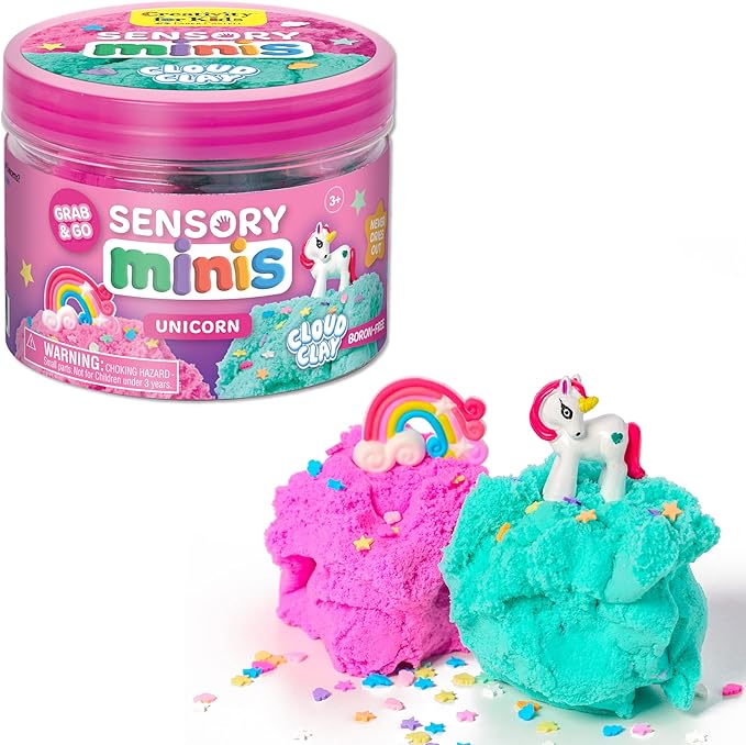 Creativity for Kids Sensory Minis Unicorn Kit | Cloud Clay Sensory Toy for Kids | Spring Crafts | Mess-Free, Screen-Free Travel Activity for Kids (Ages 3+)