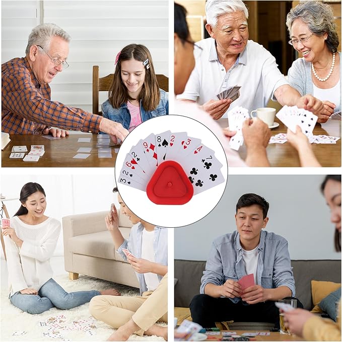 Playing Card Games Holder,8 Pack Triangle Shaped Hands-Free Playing Card Holder for Kids,Adults,Seniors,Poker Parties,Family Card Game Nights&Classroom Activities,4 Colors,Set of 8