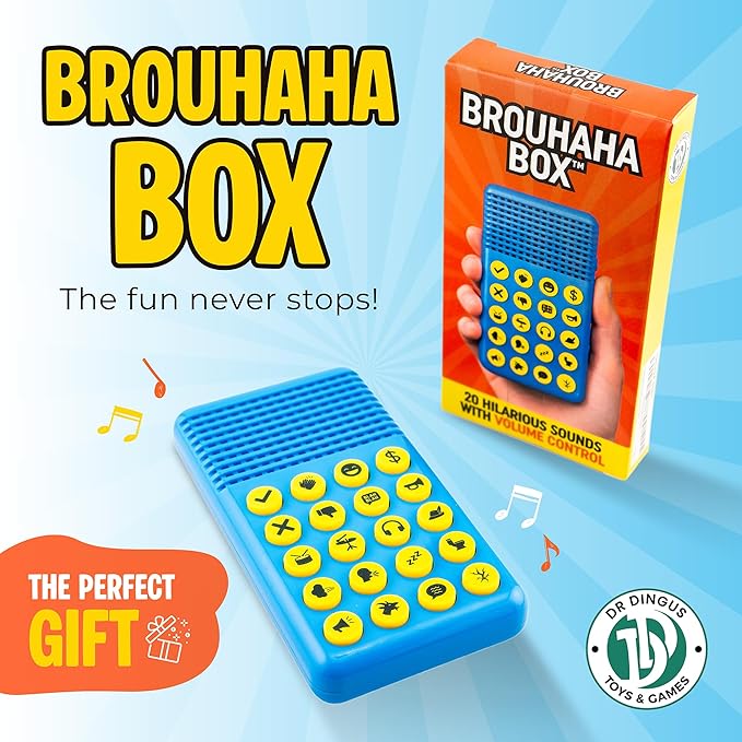 DR DINGUS Brouhaha Box - Sound Effects Machine - 20 Noises with Volume Control - Gag Prank Gift Toy for Kids - White Elephant Stocking Stuffer - Hilarious Fun Classroom Teaching