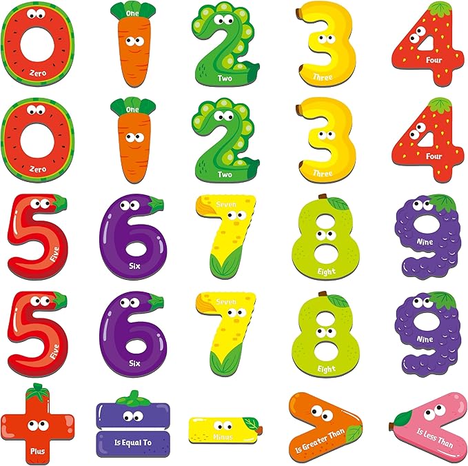 Magnetic Numbers & Math Symbols, Educational Learning Tool for Kids Math Recognition 25PCS Magnets Include 20PCS 0-9 Numbers & 5 Math Symbols (Greater Than/Less Than/Equal to/Plus/Minus) for Toddlers